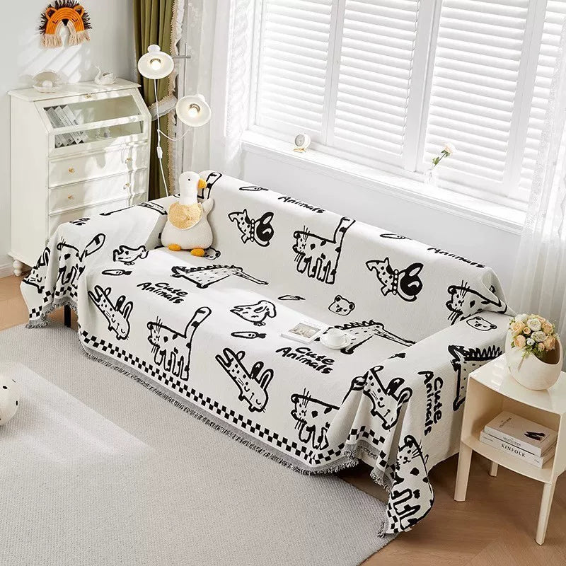 Whimsical Cat Couch Blanket