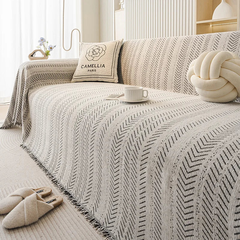 Fishbone Chenille Couch Blanket
