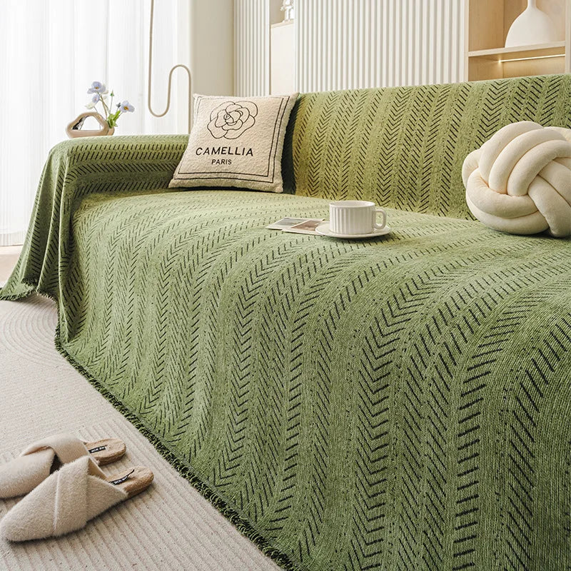 Fishbone Chenille Couch Blanket