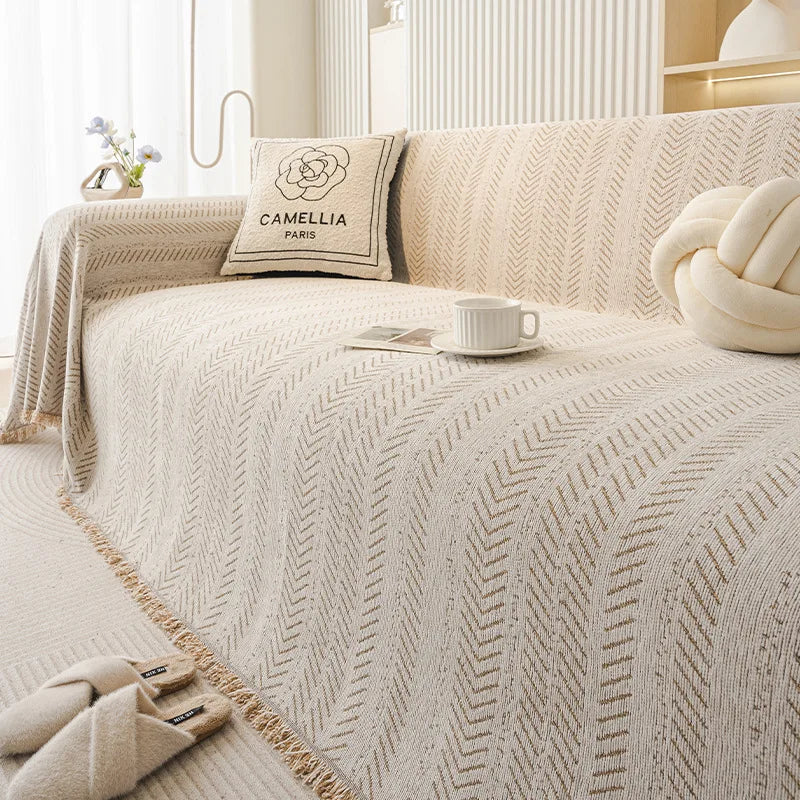 Fishbone Chenille Couch Blanket
