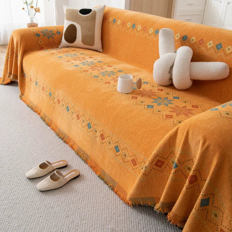 Bohemian Chenille Couch Blanket