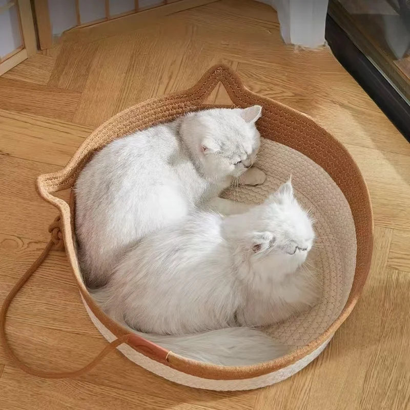 Handwoven Cat Basket Bed