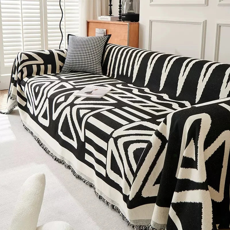 Geometric Chenille Couch Blanket