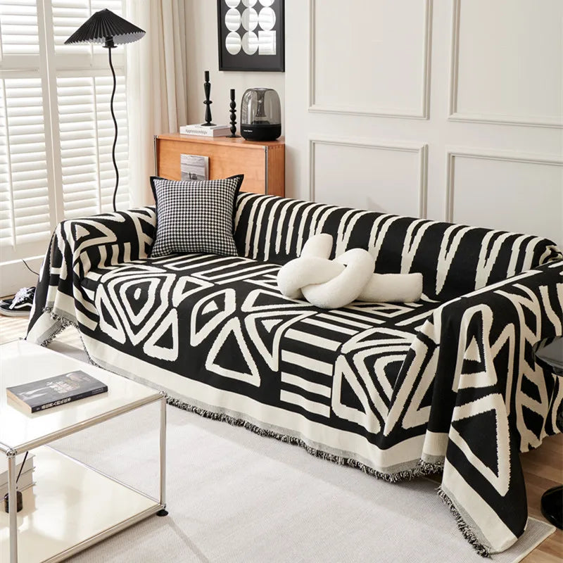 Geometric Chenille Couch Blanket