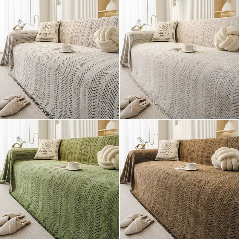 Fishbone Anti-cat Scratching Non-slip Sofa Blanket