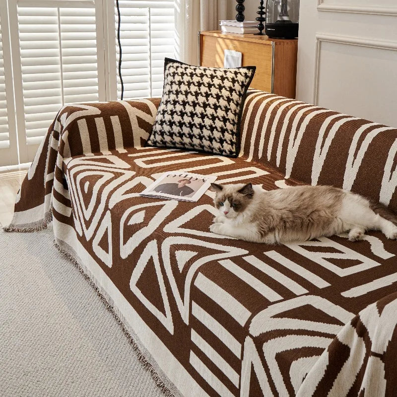 Geometric Chenille Couch Blanket