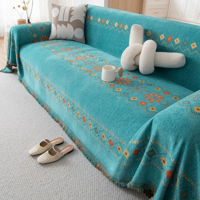 Bohemian Chenille Couch Blanket