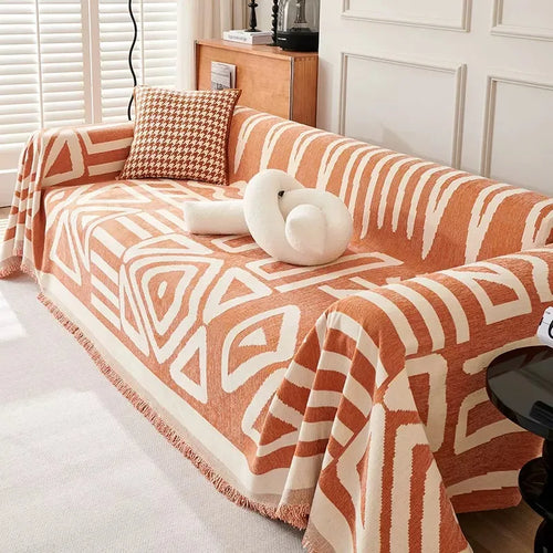 SofaHug  Geometric Chenille Couch Blanket