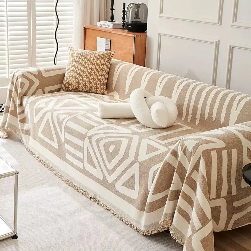 Geometric Chenille Couch Blanket