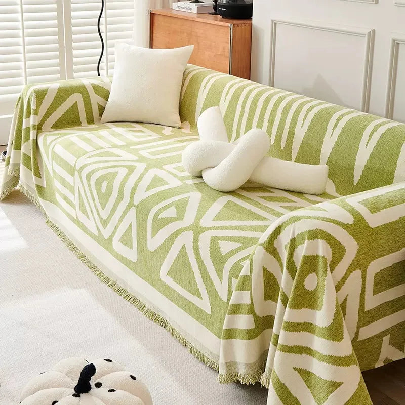 Geometric Chenille Couch Blanket