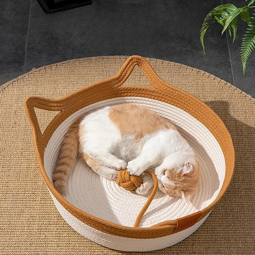 Handwoven Cat Basket Bed