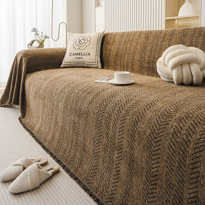 Fishbone Chenille Couch Blanket