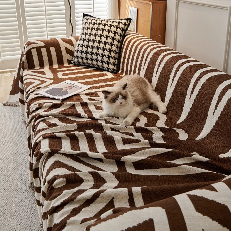 Geometric Chenille Couch Blanket
