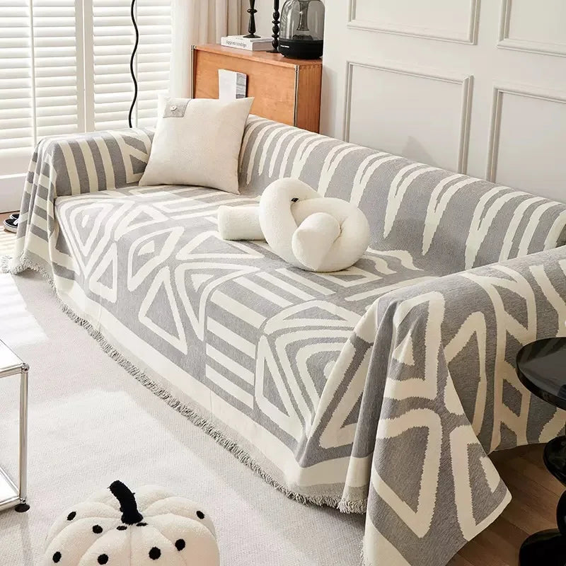 Geometric Chenille Couch Blanket
