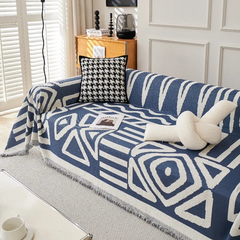Geometric Chenille Couch Blanket