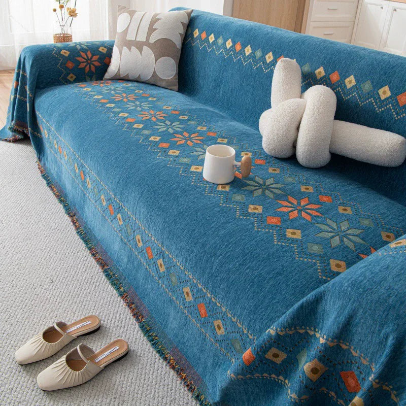 Bohemian Chenille Couch Blanket