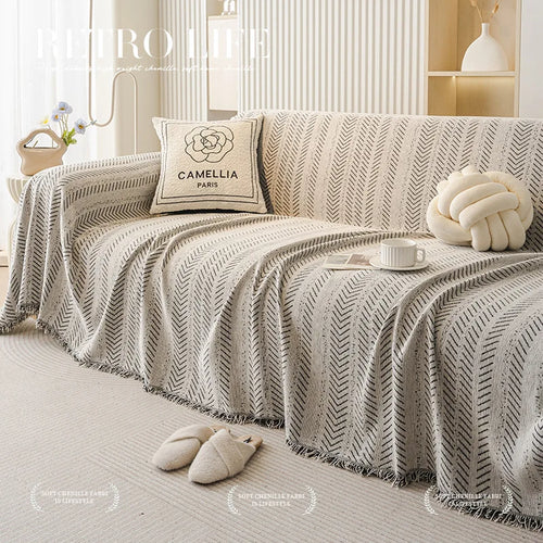 Fishbone Anti-cat Scratching Non-slip Sofa Blanket