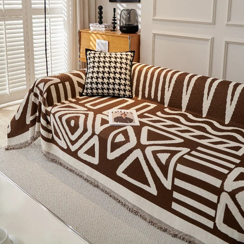 Geometric Chenille Couch Blanket