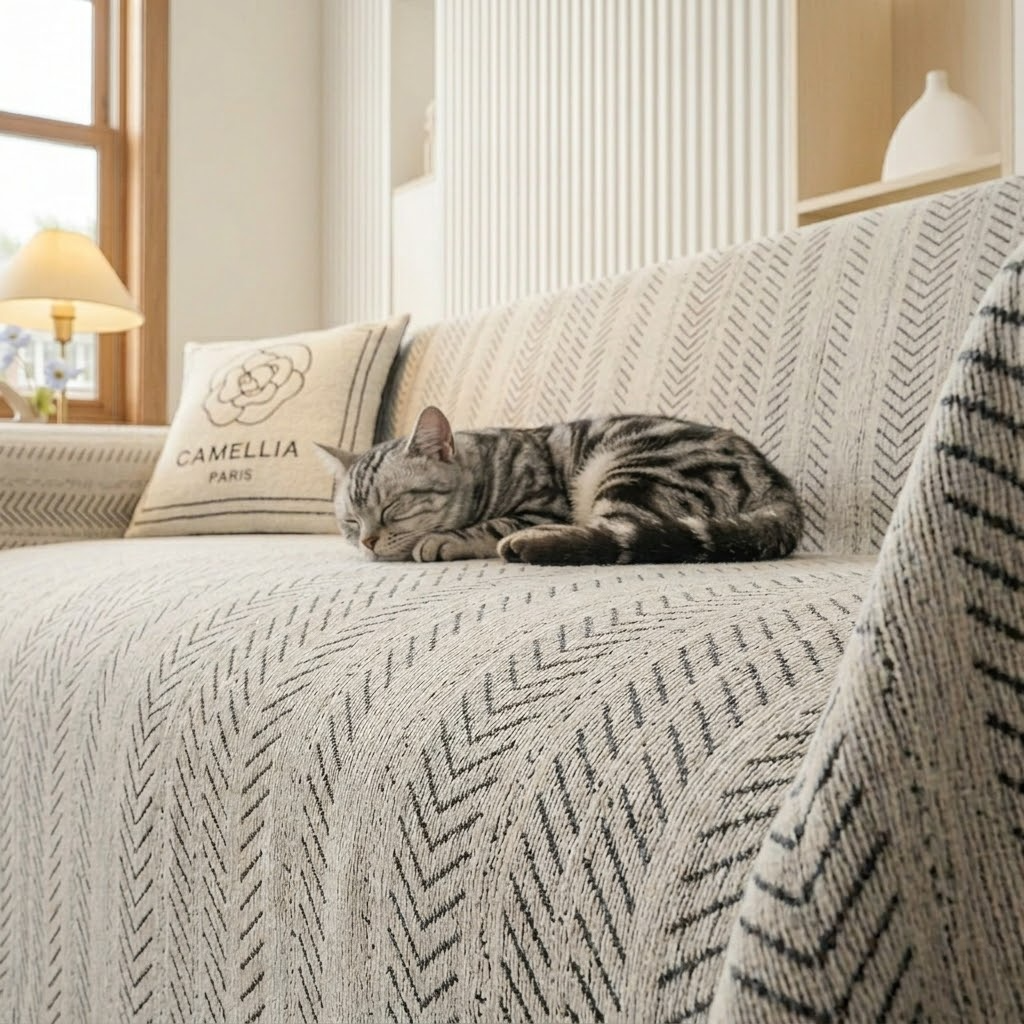 Fishbone Chenille Couch Blanket