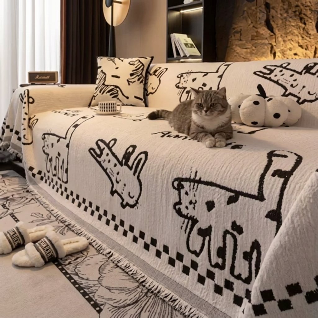 Whimsical Cat Couch Blanket