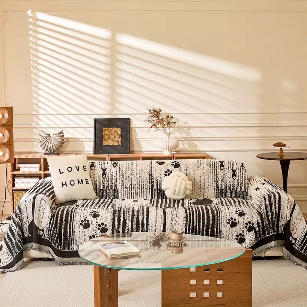Cat Illustration Couch Blanket