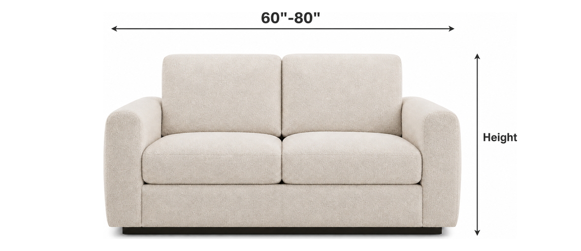 2 Seater sofa with measurement guide
