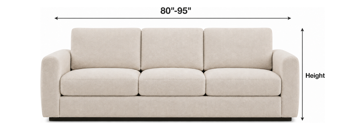 3 Seater sofa with measurement guide