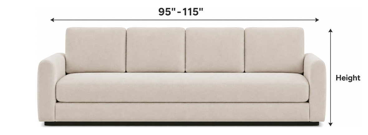 4 Seater sofa with measurement guide