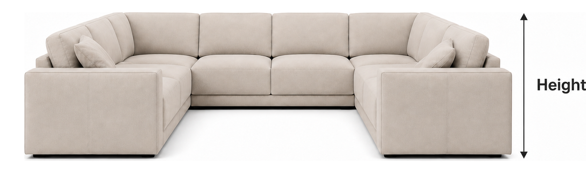 U-Shaped sofa with measurement guide